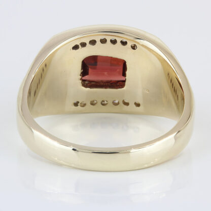 Vintage Men's 10KYG Garnet + Diamond Anniversary/ Cocktail Ring - Image 4