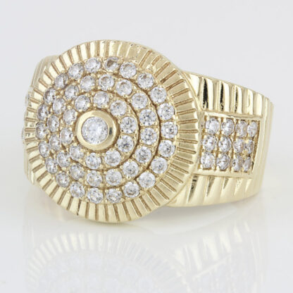 10k Yellow Gold Cubic Zirconia CZ Rolex Watch Style Ring - Image 2