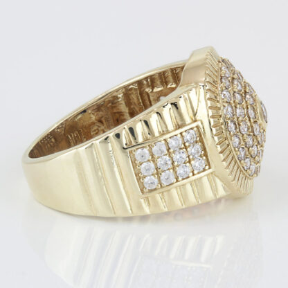 10k Yellow Gold Cubic Zirconia CZ Rolex Watch Style Ring - Image 3