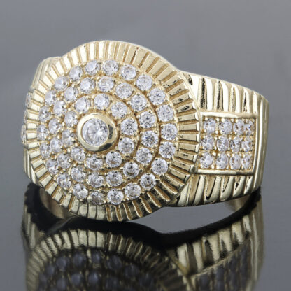 10k Yellow Gold Cubic Zirconia CZ Rolex Watch Style Ring - Image 5