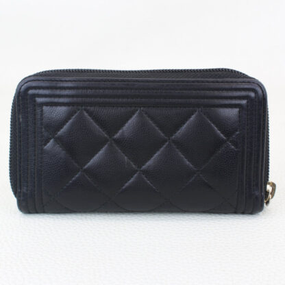 CHANEL Small Boy Zipped Wallet in Dustbag- Black - Image 2