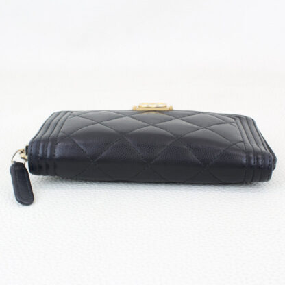 CHANEL Small Boy Zipped Wallet in Dustbag- Black - Image 5