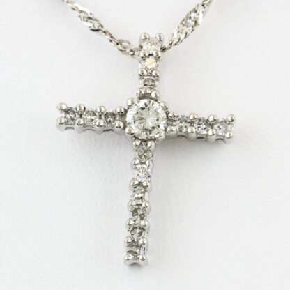 14KWG Diamond Religious Christian Cross Pendant Charm