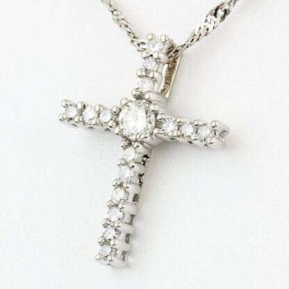 14KWG Diamond Religious Christian Cross Pendant Charm - Image 3