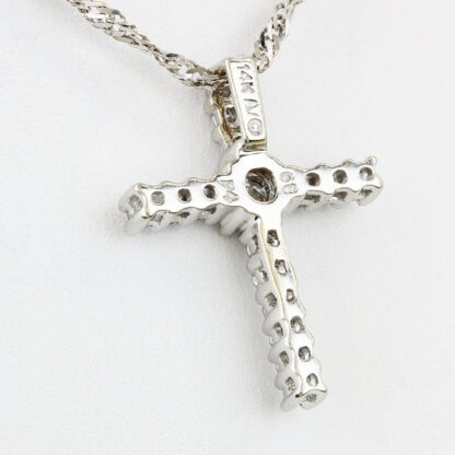 14KWG Diamond Religious Christian Cross Pendant Charm - Image 4