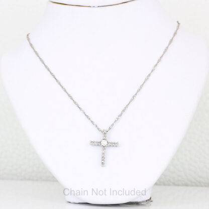 14KWG Diamond Religious Christian Cross Pendant Charm - Image 5