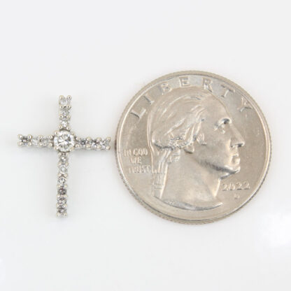 14KWG Diamond Religious Christian Cross Pendant Charm - Image 6