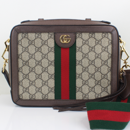 GUCCI GG Supreme Monogram Web Boston Bag