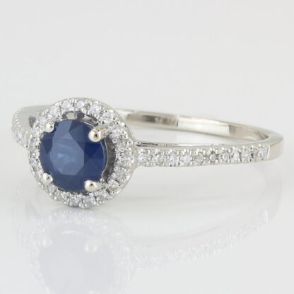 14KWG Diamond + Blue Stone Spinel Anniversary/ Wedding Engagement Ring by QCD - Image 2