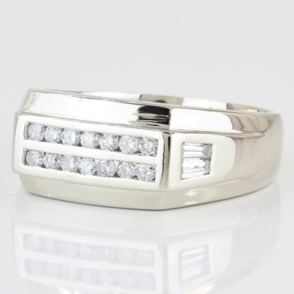 Men's 14KWG Round + Baguette Diamond Statement / Anniversary Ring - Image 2