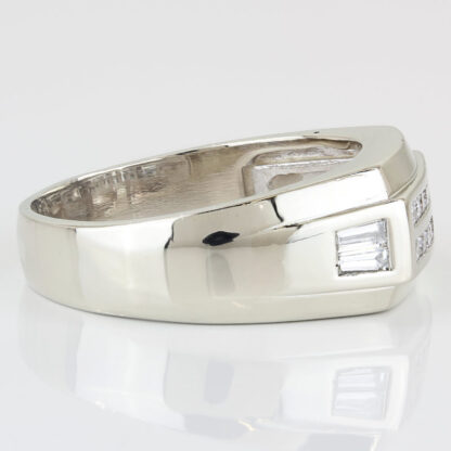 Men's 14KWG Round + Baguette Diamond Statement / Anniversary Ring - Image 3