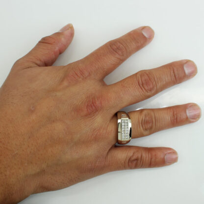 Men's 14KWG Round + Baguette Diamond Statement / Anniversary Ring - Image 7