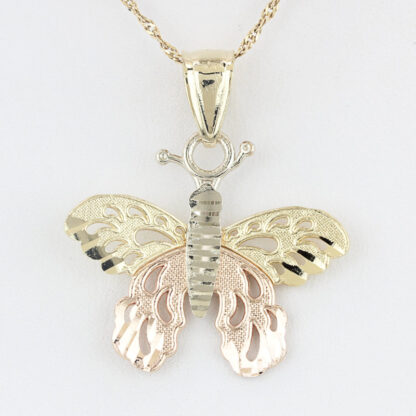 14k Tri-Color Butterfly Pendant Charm