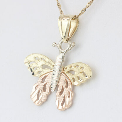 14k Tri-Color Butterfly Pendant Charm - Image 2