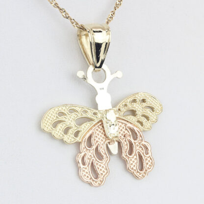 14k Tri-Color Butterfly Pendant Charm - Image 3