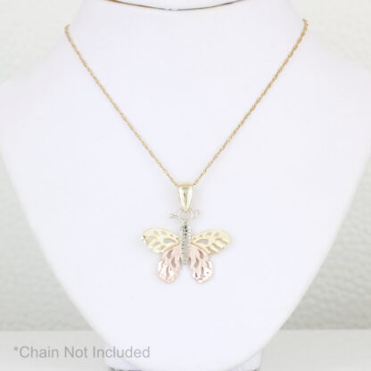 14k Tri-Color Butterfly Pendant Charm - Image 4