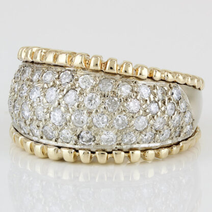 14KYG Pave Diamond Beaded Luxury Statement Anniversary Wide Band Ring - Image 3