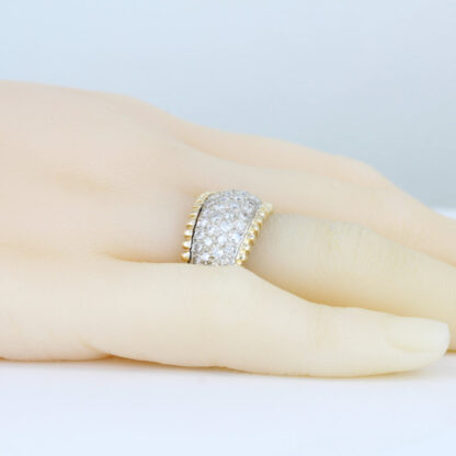 14KYG Pave Diamond Beaded Luxury Statement Anniversary Wide Band Ring - Image 6