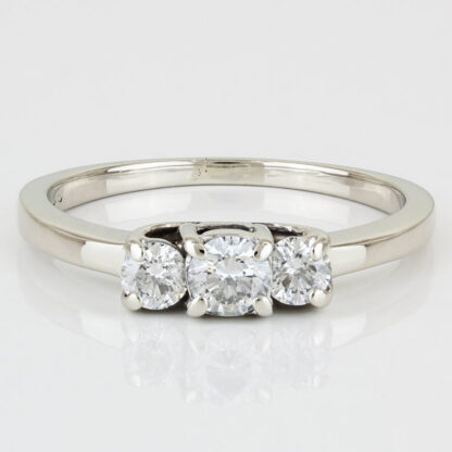 Vintage 14KWG Three Stone Diamond Anniversary/ Cocktail Ring