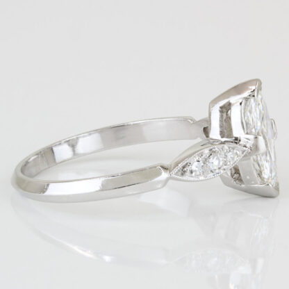 Early 1950's Platinum + Marquise Diamond Wedding Anniversary/ Engagement Ring - Image 3