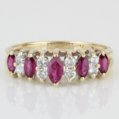 14KYG Diamond + Red Spinel Wedding Anniversary Band/ Cocktail Ring