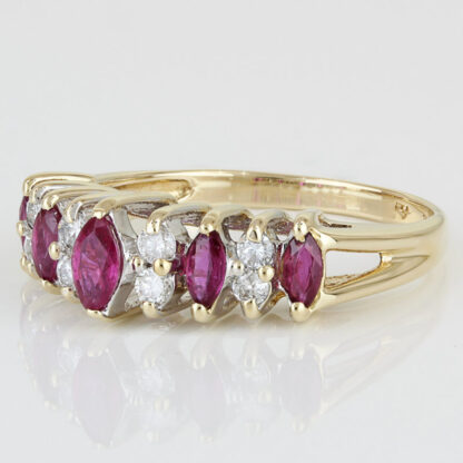 14KYG Diamond + Red Spinel Wedding Anniversary Band/ Cocktail Ring - Image 2