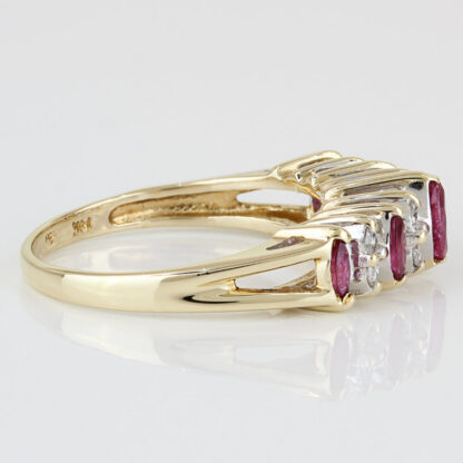 14KYG Diamond + Red Spinel Wedding Anniversary Band/ Cocktail Ring - Image 3