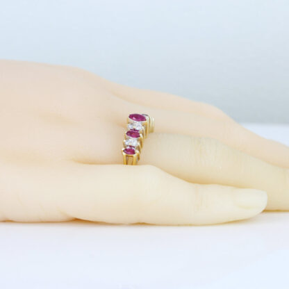 14KYG Diamond + Red Spinel Wedding Anniversary Band/ Cocktail Ring - Image 6