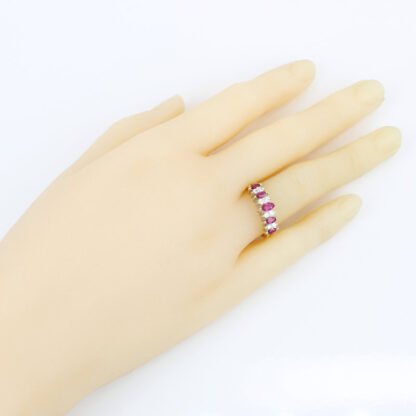 14KYG Diamond + Red Spinel Wedding Anniversary Band/ Cocktail Ring - Image 7