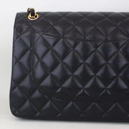 Chanel CLASSIC Lambskin Quilted Jumbo Double Flap Black Leather Crossbody - Image 3