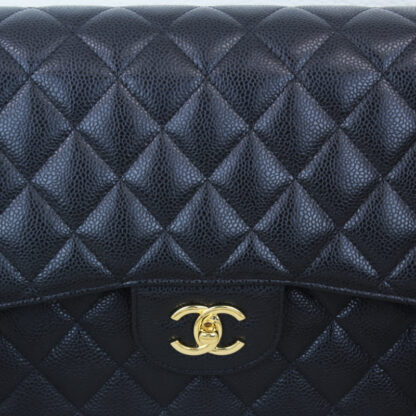 Chanel CLASSIC Lambskin Quilted Jumbo Double Flap Black Leather Crossbody - Image 4