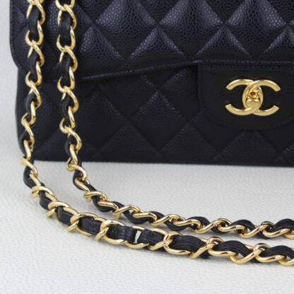 Chanel CLASSIC Lambskin Quilted Jumbo Double Flap Black Leather Crossbody - Image 5