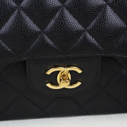 Chanel CLASSIC Lambskin Quilted Jumbo Double Flap Black Leather Crossbody - Image 10