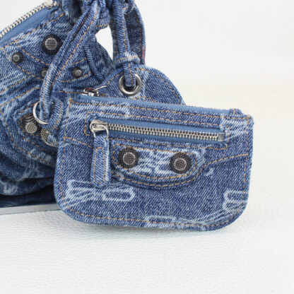 Balenciaga Le Cagole Blue Denim XS Shoulder Bag - Image 4