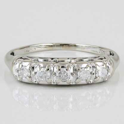 C. 1950 14KWG Diamond Anniversary Band/ Bridal Wedding Ring By Memento