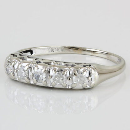 C. 1950 14KWG Diamond Anniversary Band/ Bridal Wedding Ring By Memento - Image 2