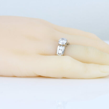 Platinum + Diamond Wedding Anniversary Band/ Engagement Ring - Image 6