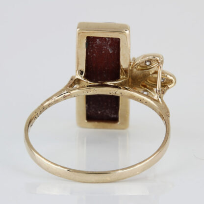 1970's 10KYG Cat's Eye Sillimanite/ CZ Cubic Zirconia Cocktail Ring - Image 4