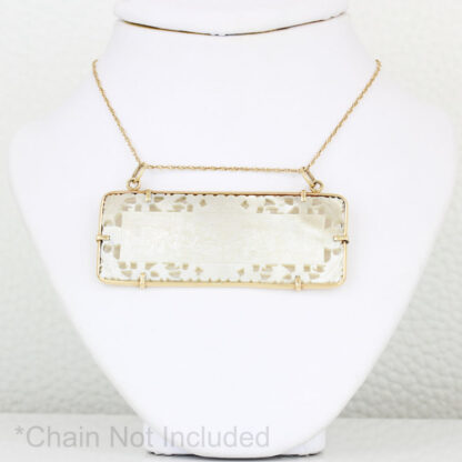 Antique Chinese Qing Mother of Pearl Pendant 14K Yellow Gold Bezel Gaming Chip - Image 4