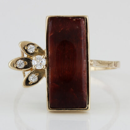 1970's 10KYG Cat's Eye Sillimanite/ CZ Cubic Zirconia Cocktail Ring