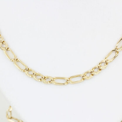 Vintage 14KYG Fancy Figaro Link Necklace Chain