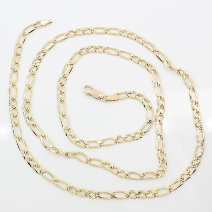 Vintage 14KYG Fancy Figaro Link Necklace Chain - Image 4