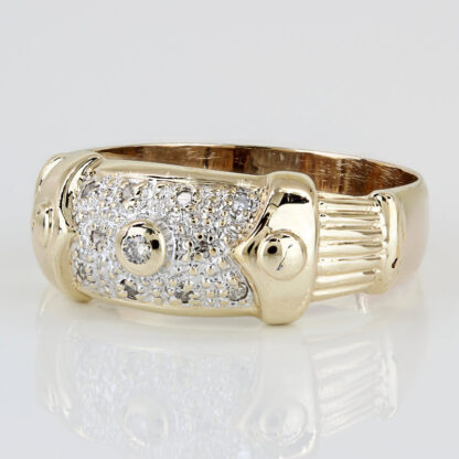 Vintage 14K Two-Tone Gold Diamond Band Ring - Image 2