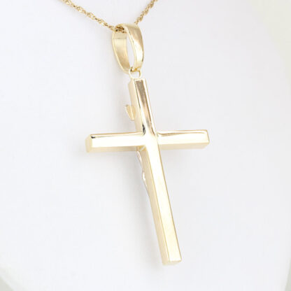 14K Two-tone Gold Jesus INRI Crucifix Pendant Latin Cross Catholic Jewelry - Image 3