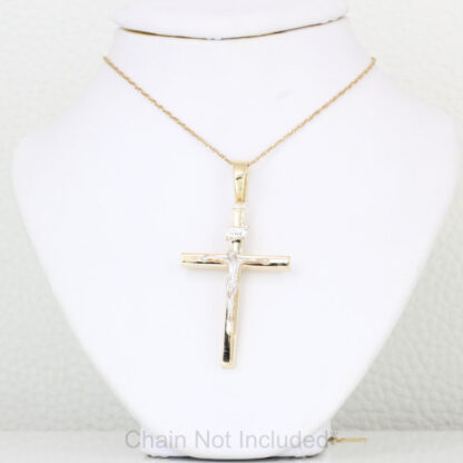 14K Two-tone Gold Jesus INRI Crucifix Pendant Latin Cross Catholic Jewelry - Image 5