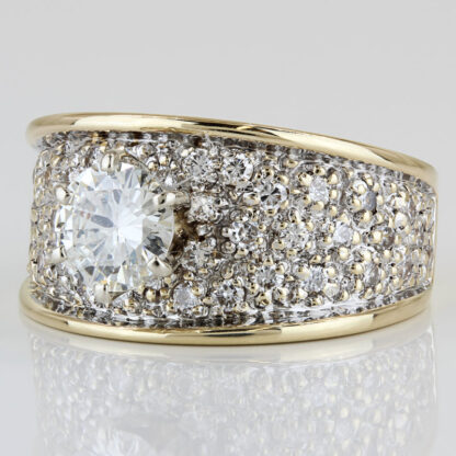 14KYG Pave Diamond Anniversary Statement Cocktail Ring 1.33CTW Gift - Image 2