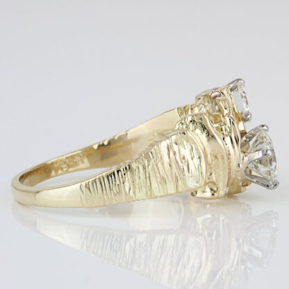 Vintage 1970s 14K Gold Nugget Freeform Ring European Diamond Retro Modernist - Image 3