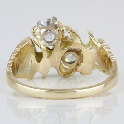 Vintage 1970s 14K Gold Nugget Freeform Ring European Diamond Retro Modernist - Image 4