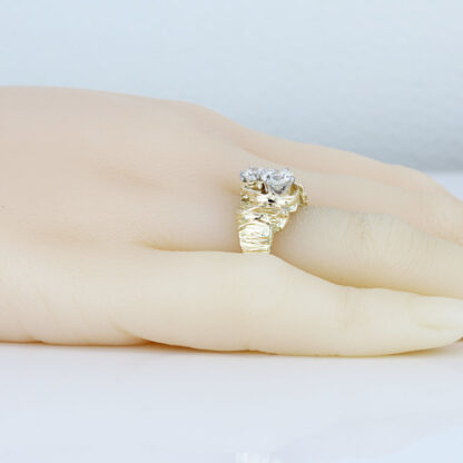Vintage 1970s 14K Gold Nugget Freeform Ring European Diamond Retro Modernist - Image 6