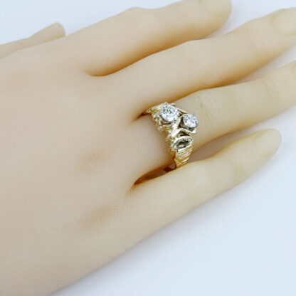 Vintage 1970s 14K Gold Nugget Freeform Ring European Diamond Retro Modernist - Image 7